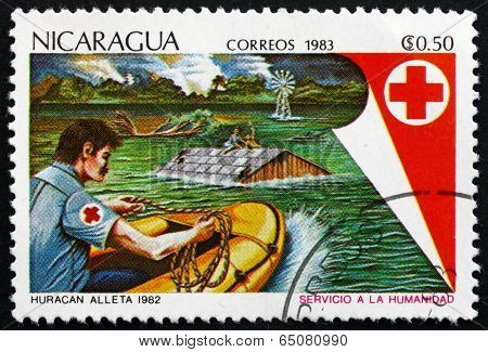 Postage Stamp Nicaragua 1983 Red Cross Flood Rescue