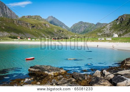 Beautiful View To Eggum Beach In Norway, Lofoten Islands