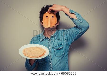 Man With Pancake On His Face