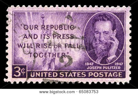 Joseph Pulitzer Us Postage Stamp