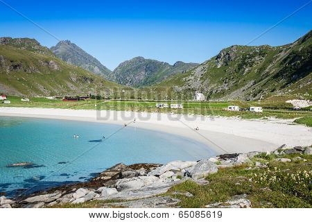 Beautiful View To Eggum Beach In Norway, Lofoten Islands