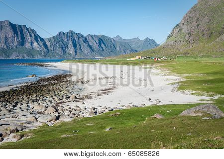 Beautiful View To Eggum Beach In Norway, Lofoten Islands