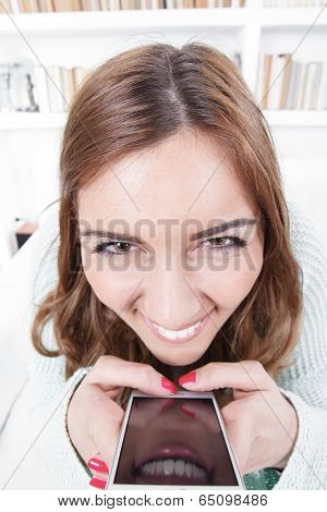 Young Woman With Crazy Face Expression
