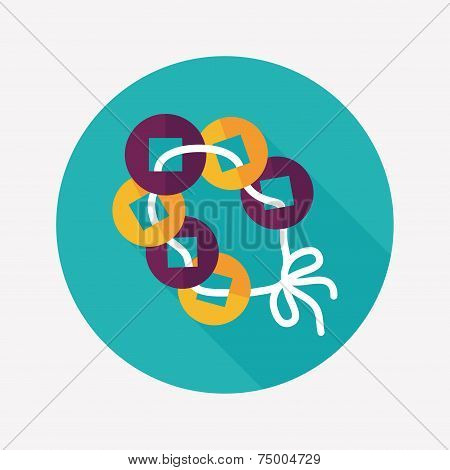 Chinese New Year Flat Icon With Long Shadow,eps10, Ancient Coins Lucky Pendant Means 