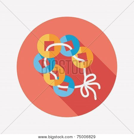 Chinese New Year Flat Icon With Long Shadow,eps10, Ancient Coins Lucky Pendant Means 