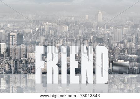 Concept of partner, assist, member etc with 3d text under sky.
