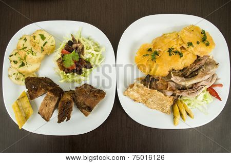 hornado fritada roasted and fried pork ecuadorian traditional food