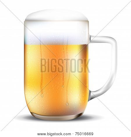 Dewy Glass Of Beer On White Background