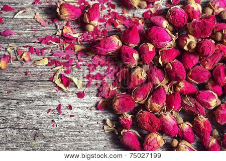 Dry tea rose buds