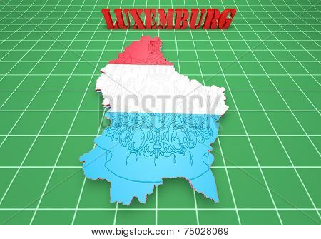 Map Illustration Of Luxembourg With Flag