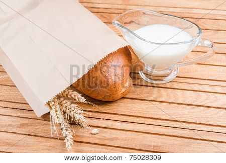 Fresh bread with  milk