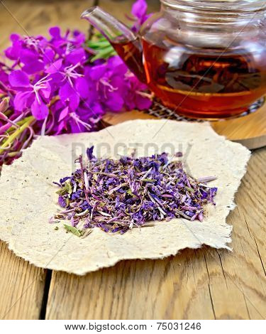 Fireweed dry with teapot on board