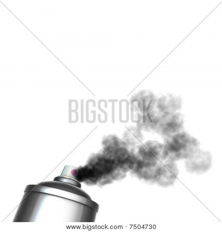 render van een graffiti spray kan een zwarte nevel spuiten