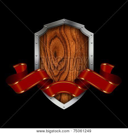 Wooden Shield With Steel Riveted Border
