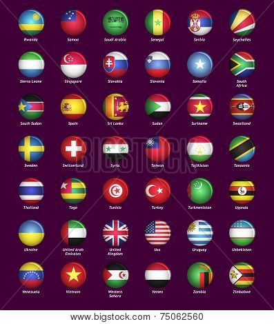 Set of buttons with flags