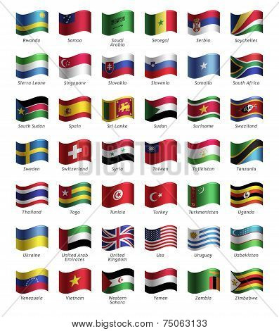 Set of buttons with flags