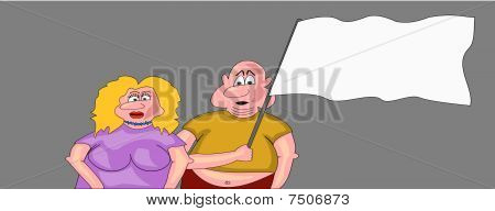 grasa pareja con bandera