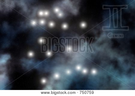 Stjernetegn konstellation - Gemini. Stjerner på tågen som baggrund
