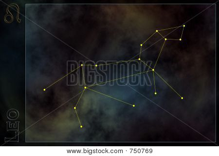 Stjernetegn konstellation - Leo. Stjerner på tågen som baggrund