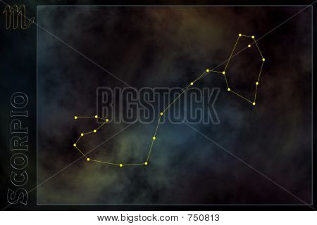Stjernetegn konstellation - Scorpion. Stjerner på tågen som baggrund