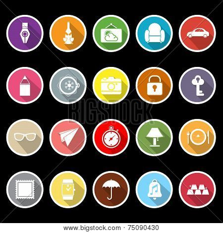 Vintage Collection Flat Icons With Long Shadow