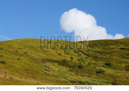 Mountain,blue Sky And White Cloud,svanetia,caucasus Mountains, Ushguli Trekking Route,georgia