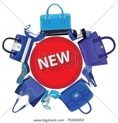 Blue fashion women's handbag,high-heeled shoes.New