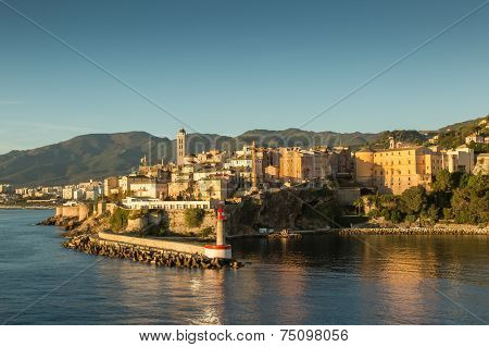 The Town, Citadel And Harbour At Bastia In Corsica