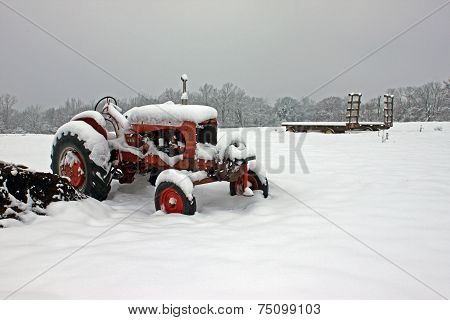 Tractor in the snow