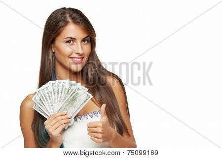 Woman with us dollar money