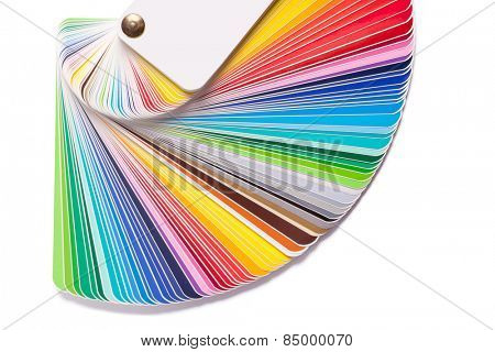 Color guide spectrum swatch samples rainbow on white background