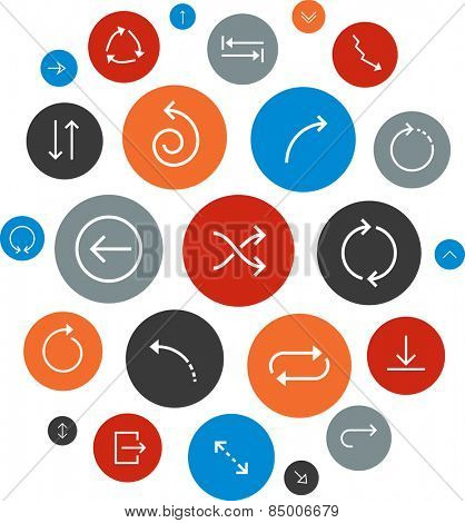 Cloud collection of round flat modern arrow icons. Vector illustration. 
