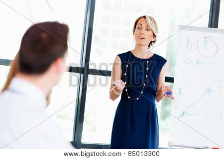 Businesswoman doing a presentaion in front of her collegues