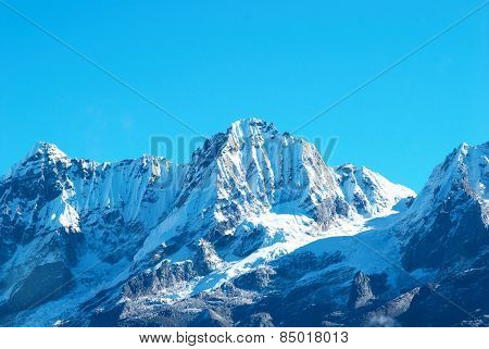 High Mountains, Covered By Snow.