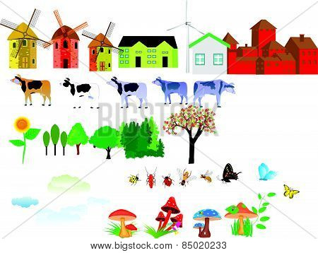 Farm and agriculture infographic set