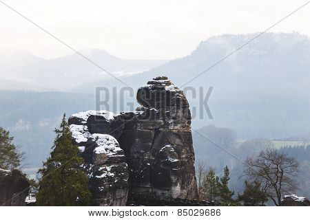Rocks Near The Famous Bastei In Swiss Saxony