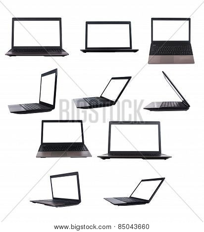 Open black notebooks isolated on white background