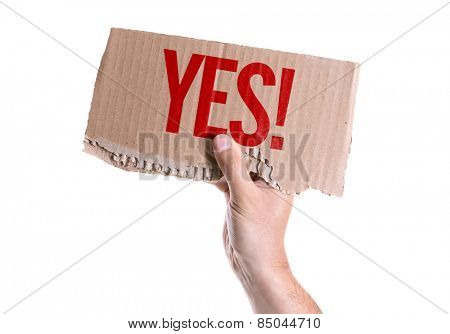 Yes! card isolated on white background