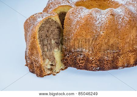 a marble cake for dessert. symbolic photo for taxes, fees and shares