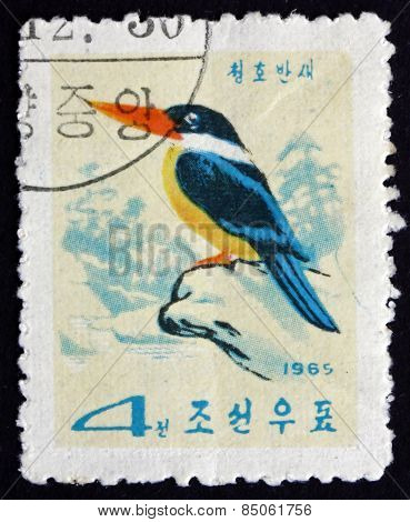Postage Stamp North Korea 1965 Black-caped Kingfisher, Bird