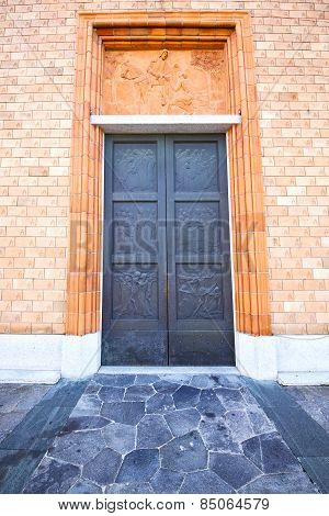 Italy  Lombardy    In  The Vergiate  Old   Brick Tower Wall