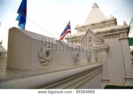 Pavement Flag   In   Bangkok  Thailand Incision Of The Temple