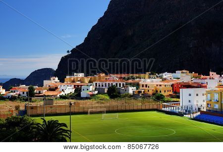 Agulo and El Teide Volcano, La Gomera, Spain, Europe