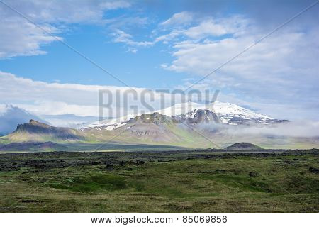 Volcano Snaefell On The Western End Of Icelandic Peninsula