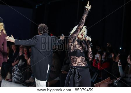 NEW YORK - FEBRUARY 13: A designer Mark Tango and Estel Day walks the runway at the Mark & Estel Fall/Winter 2015 collection during Mercedes-Benz Fashion Week in New York on February 13, 2015.