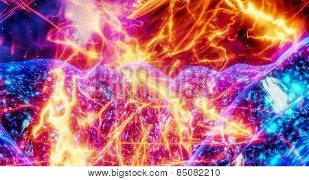 Surface of the sun with energy explosions