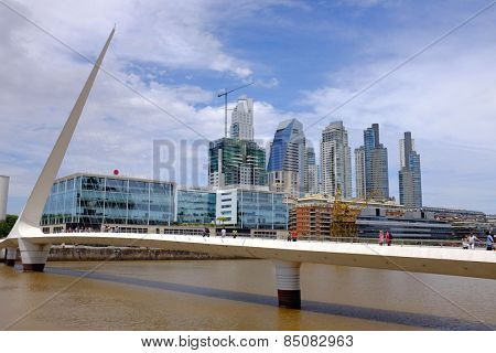 View of Puente de la Mujer, Puerto Madero in Buenos Aires