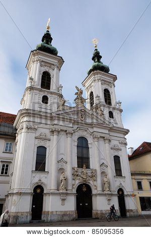 GRAZ, AUSTRIA - JANUARY 10, 2015: Mariahilf church in Graz, Styria, Austria on January 10, 2015.