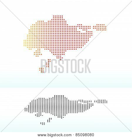 Map Of Republic  Singapore With Dot Pattern