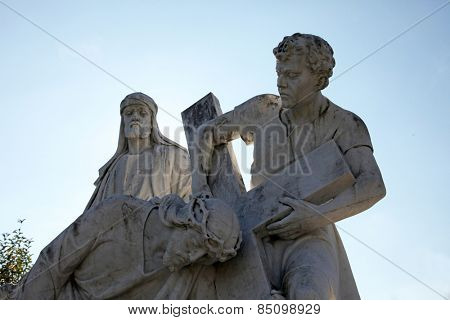 MARIJA BISTRICA, CROATIA - OCTOBER 26: 3rd Station of the Cross, Jesus falls the first time , pilgrimage Sanctuary, Assumption of the Virgin Mary in Marija Bistrica, Croatia, on October 26, 2013